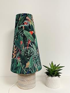Black Parrot Peacock Tropical Jungle Leaves Velvet Extra Tall Cone Lampshade