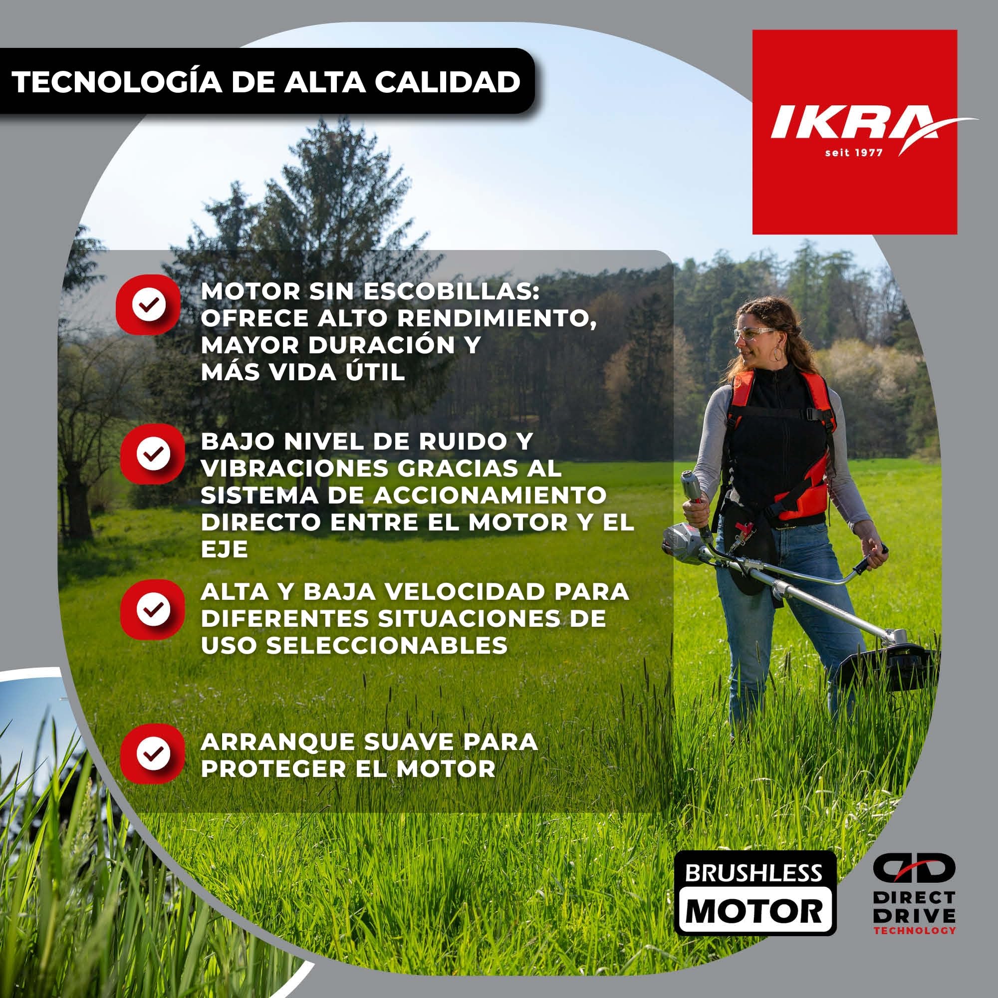 IKRA desbrozadora y cortabordes IB-BC 33, sin batería de 36 V ni cargador | Compatible con Bosch, motor sin escobillas, incluye bobina Easy-Load, cuchilla de tres dientes y hoja de sierra de 80 dientes