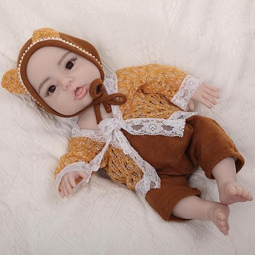 Miniatura 7 de Muñecas de bebé Reborn de 17.7 pulgadas de silicona realista de cuerpo completo, muñecas no de vinilo, muñeca de silicona platino real realista para