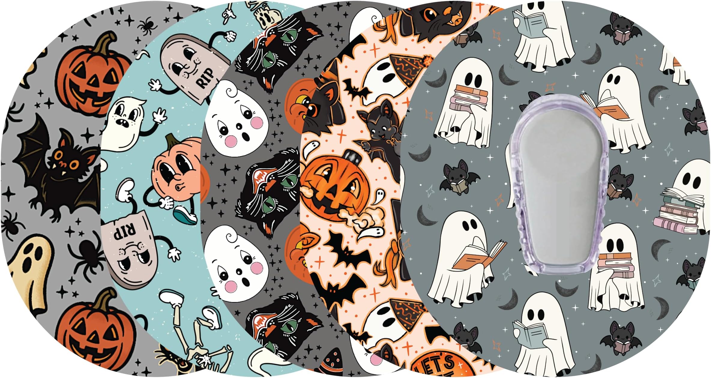Glucomart Adhesive Patches for Dexcom G6 – 5-Pack Waterproof, Sweatproof CGM Overpatches – Hypoallergenic CGM Patches (Vintage Halloween)