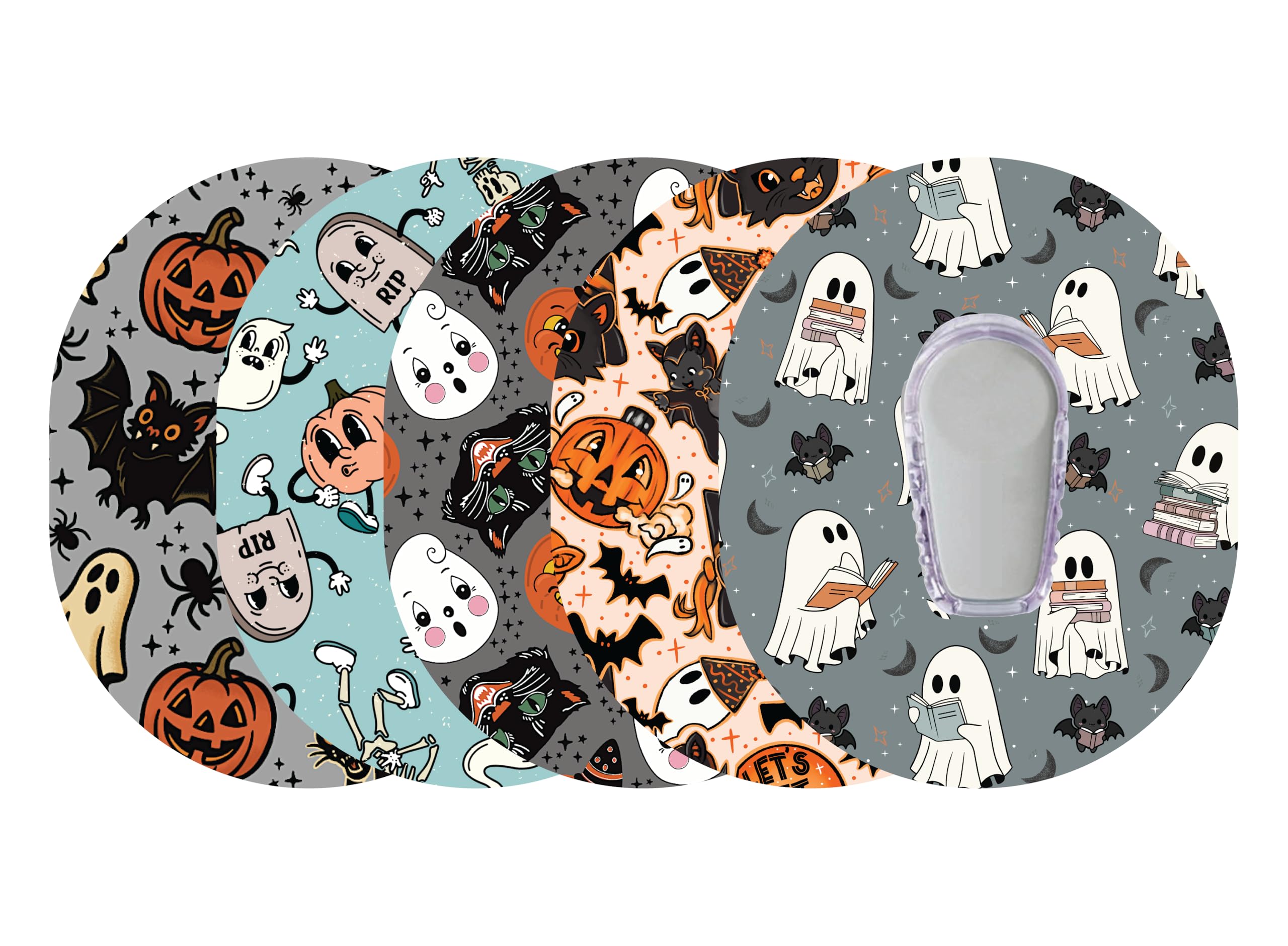 Glucomart Adhesive Patches for Dexcom G6 – 5-Pack Waterproof, Sweatproof CGM Overpatches – Hypoallergenic CGM Patches (Vintage Halloween)
