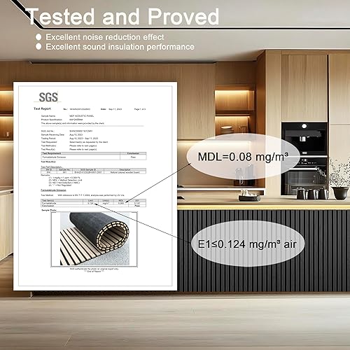 Miniatura 2 de Paneles de pared acústicos de madera de 94.5 x 23.6 pulgadas, paneles de pared 3D flexibles insonorizados, panel de listones de madera para