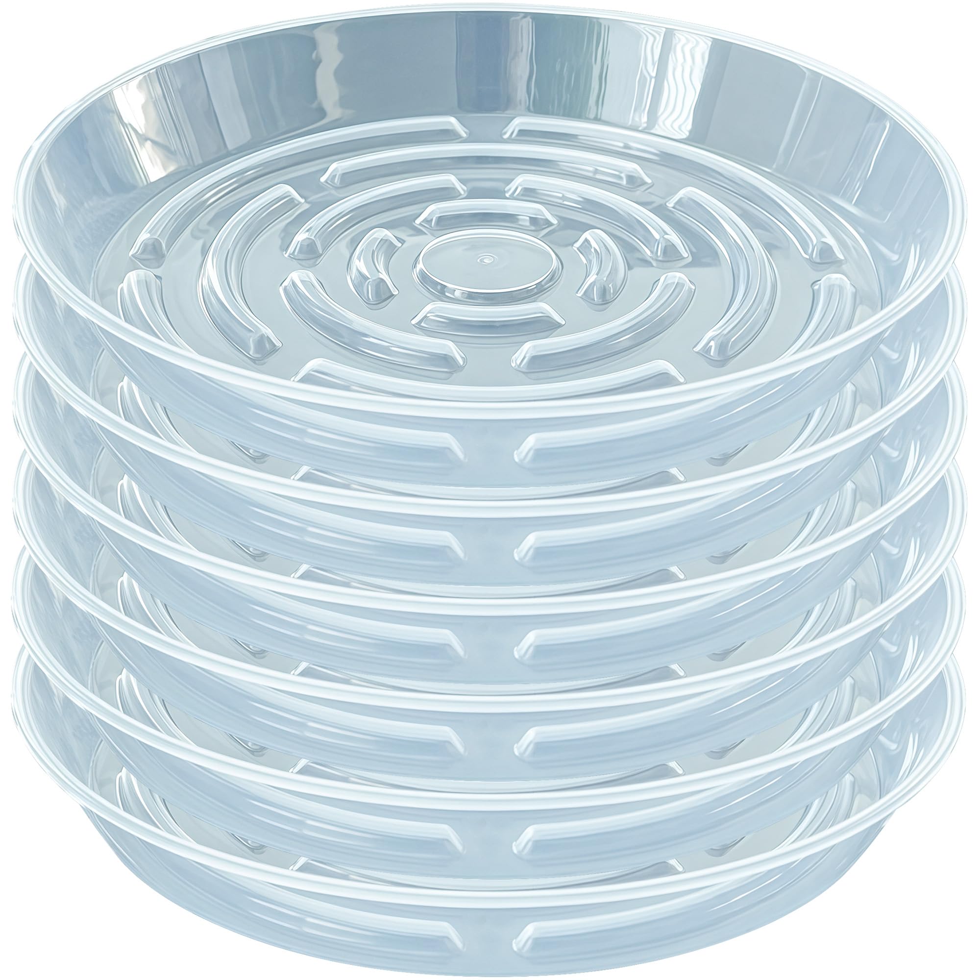 MSKIAUO 6 Packs Plant Saucer Pot Tray, 12 inch Clear Flower Planter Saucers and Drip Trays, 11 inch Plastic Flower Planter Saucers for Indoors Outdoors, Heavy Durable Plant Plate Water Catcher