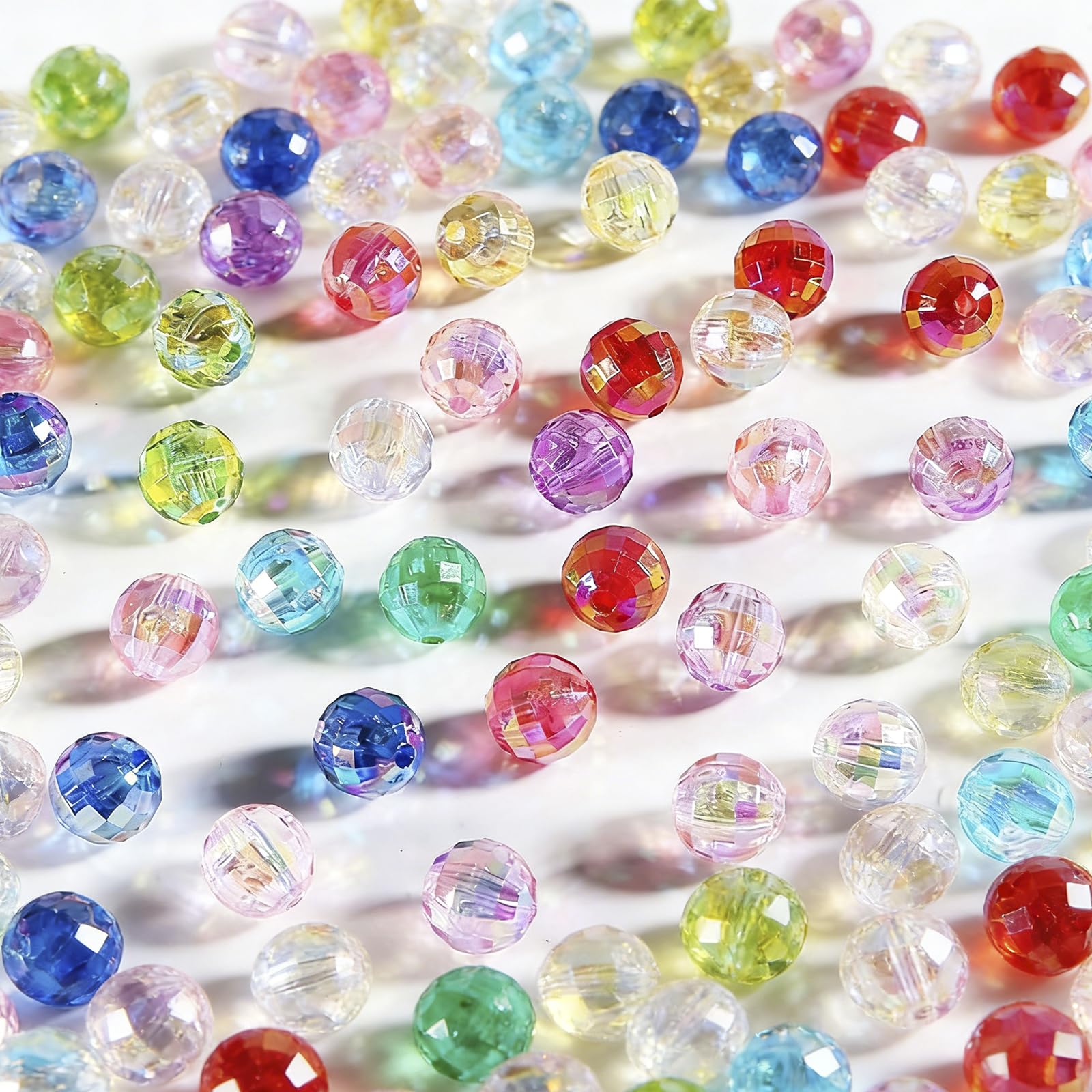 1000Pcs Round Beads, Acrylic Coloured Beads, Bead for Jewellery Making Glitter Multi Colors Mixed Bead Suitable for DIY Art Bracelet Necklace Jewellery (Cross-Section)