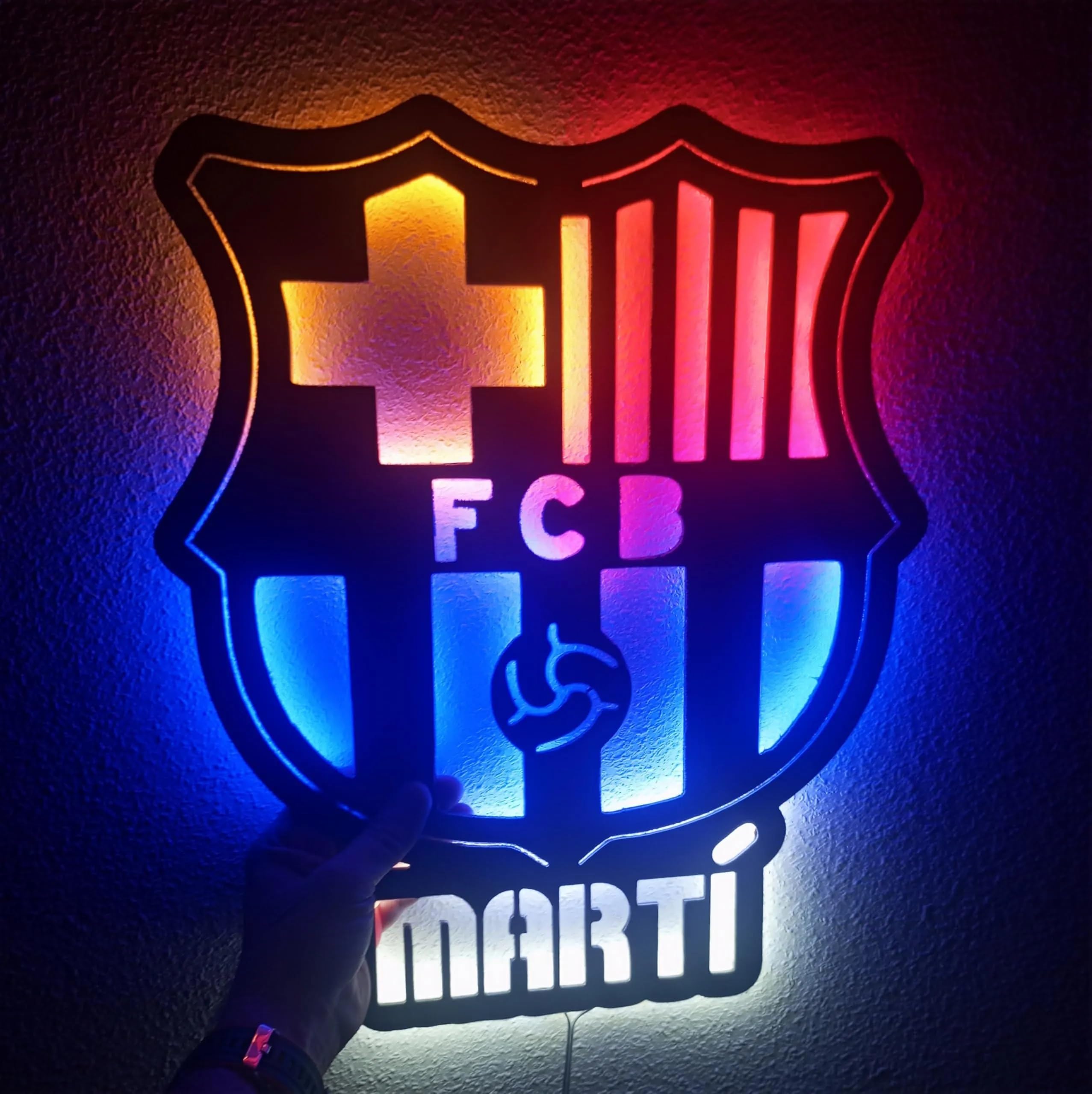 Letrero neon led escudo personalizado Barcelona regalos iluminado para colgar en la pared habitación de fútbol