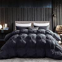 Vista 8 de Lujoso edredón de plumón de ganso matrimonial/queen, color negro sólido, 600 hilos, funda 100% algodón egipcio, peso de relleno de 70 onzas