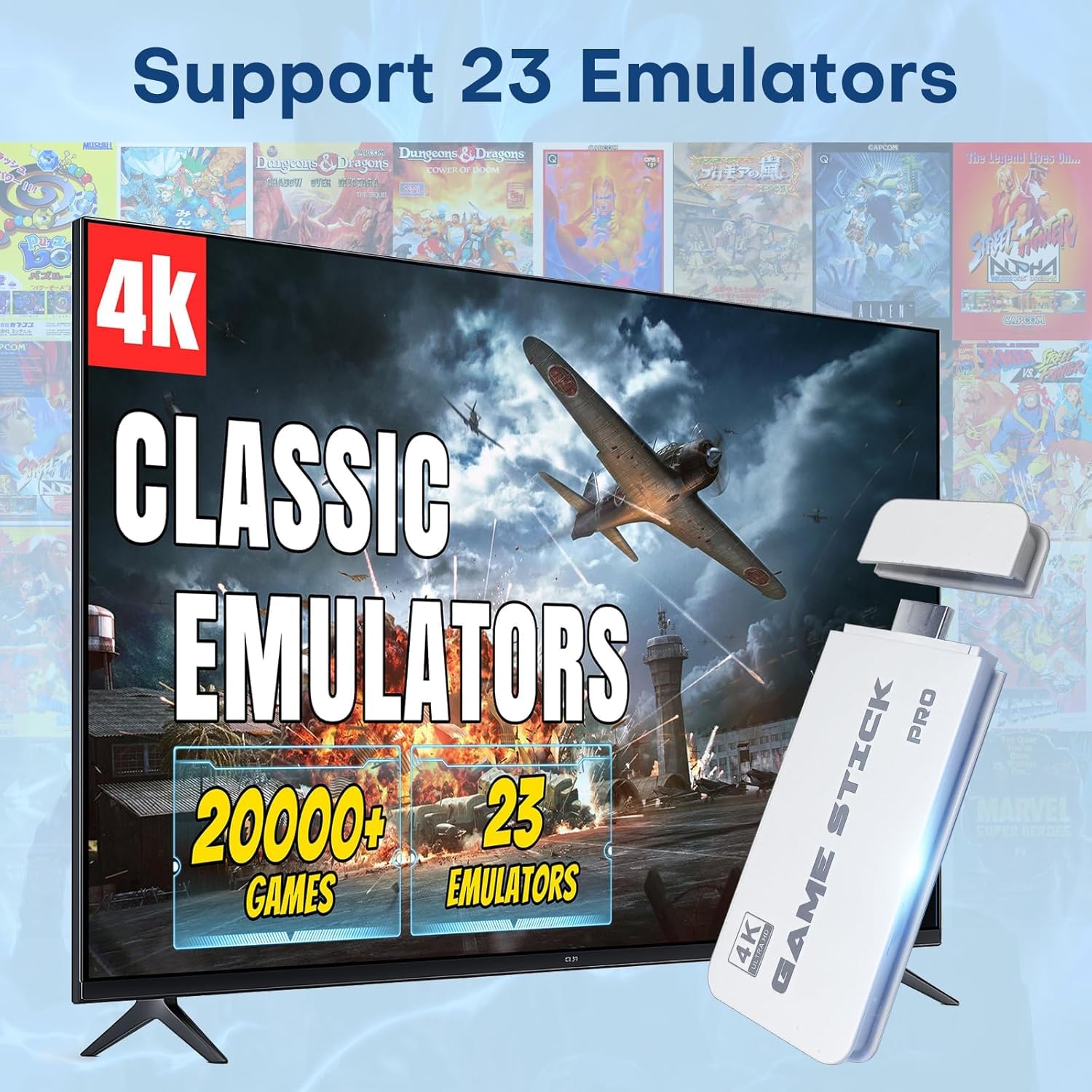 2025 Wireless Video Games for Tv Gaming, Retro Gaming Console with Game Stick 4K HD Game Stick, Plug & Play TV Video Game Set for 2 Player with 23 Emulators 21K+ Games 2.4G Wireless 1