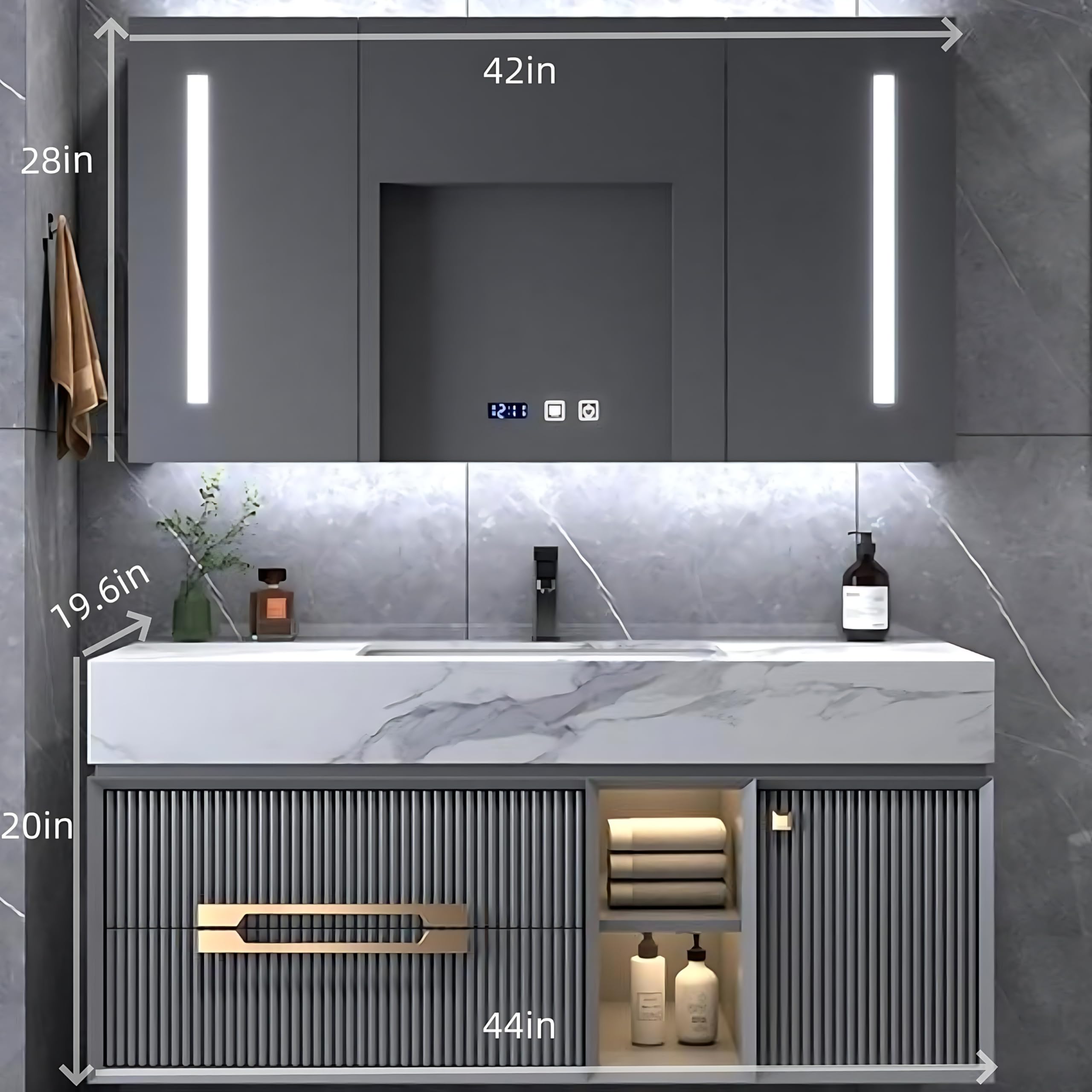 Amazon.com: Bathroom Vanity with Sink - 44IN Suspended Bathroom