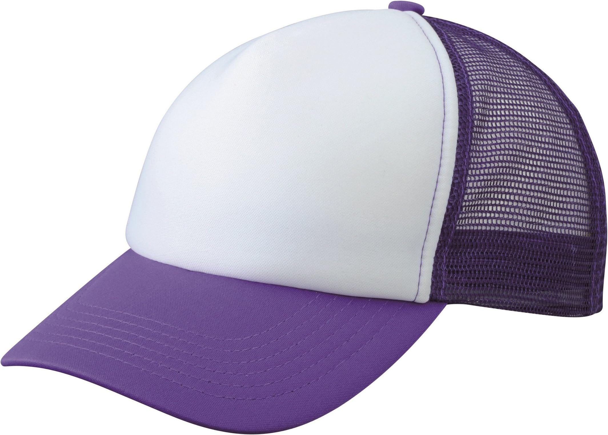 Classic Trucker Cap Half MESH HAT - 22 Great Colours (MB070) (White/Lilac)