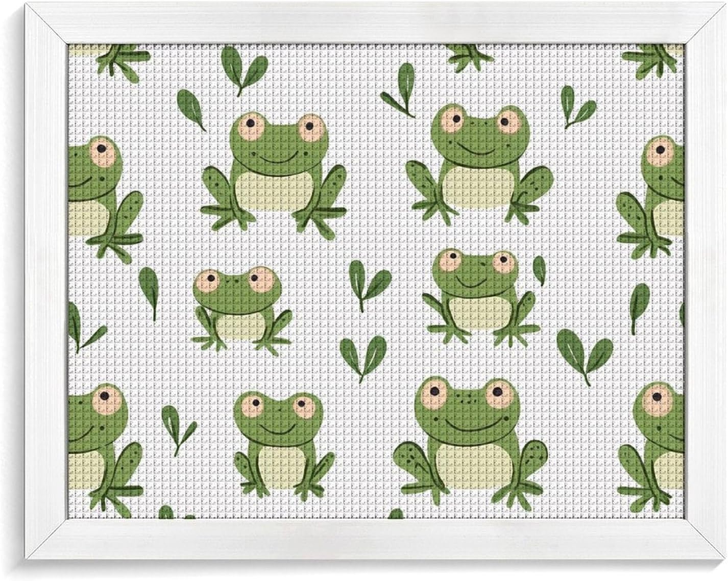 Cartoon Frogs Printed Diamond 5D Painting Kits DIY Full Drill Crafts for Home Wall Decor 16x20 Inch Blackwood 50 * 40cm