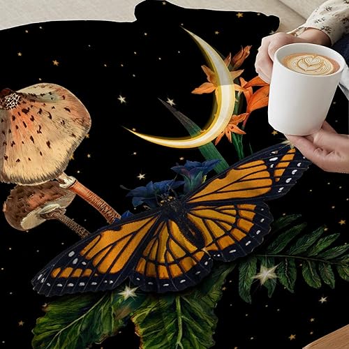 Miniatura 7 de Manta de hongos, regalos para mujeres, suave y acogedora manta de franela de hongos y polilla nocturna para todas las estaciones, manta decorativa