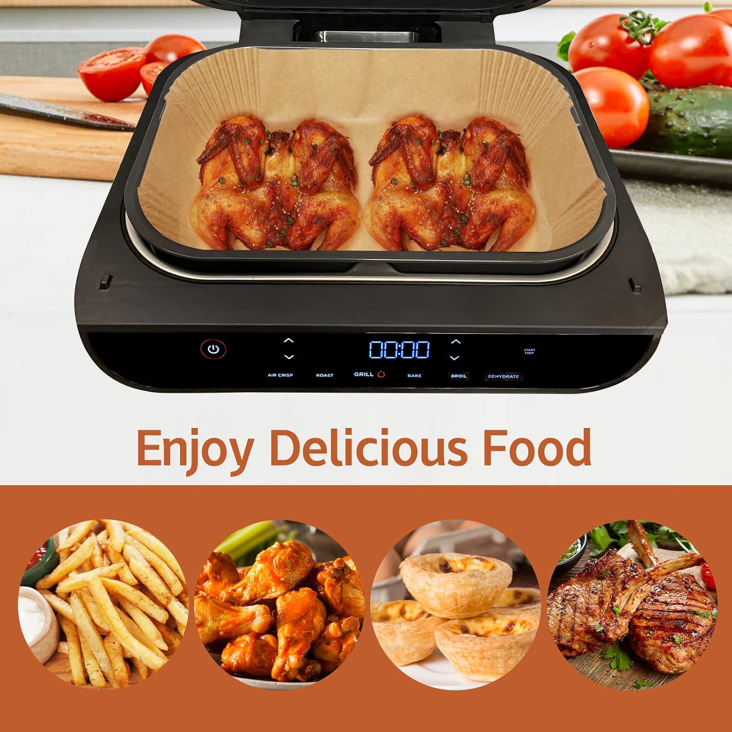 Air Fryer Liners Disposable Airfryer Liners Parchment Paper 125Pcs