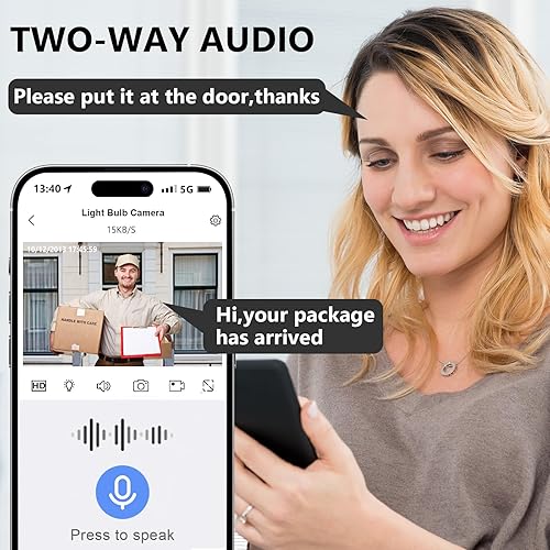 Miniatura 5 de Kadymay Cámara de seguridad de bombilla, 2K HD 5G2.4GHz WiFi de doble banda atornillada E27 bombilla de cámara de seguridad, cámara de bombilla
