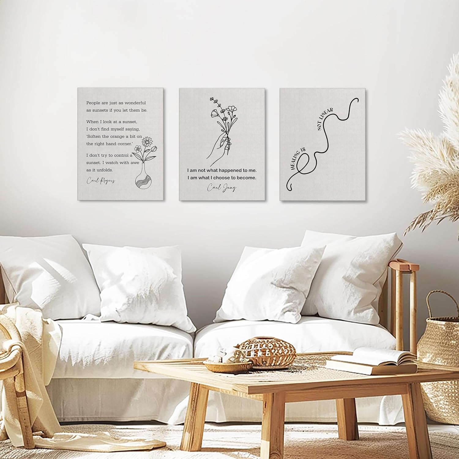 3 Pieces Canvas Wall Art - Therapy & Mental Health Art - Motivational Home & Psych Office Decor - Social Work Prints