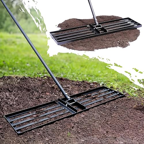 Miniatura 10 de Jardineer Rastrillo nivelador de césped de 36 pulgadas, rastrillo nivelador de césped para suelo de césped, rastrillo nivelador de césped Hefty