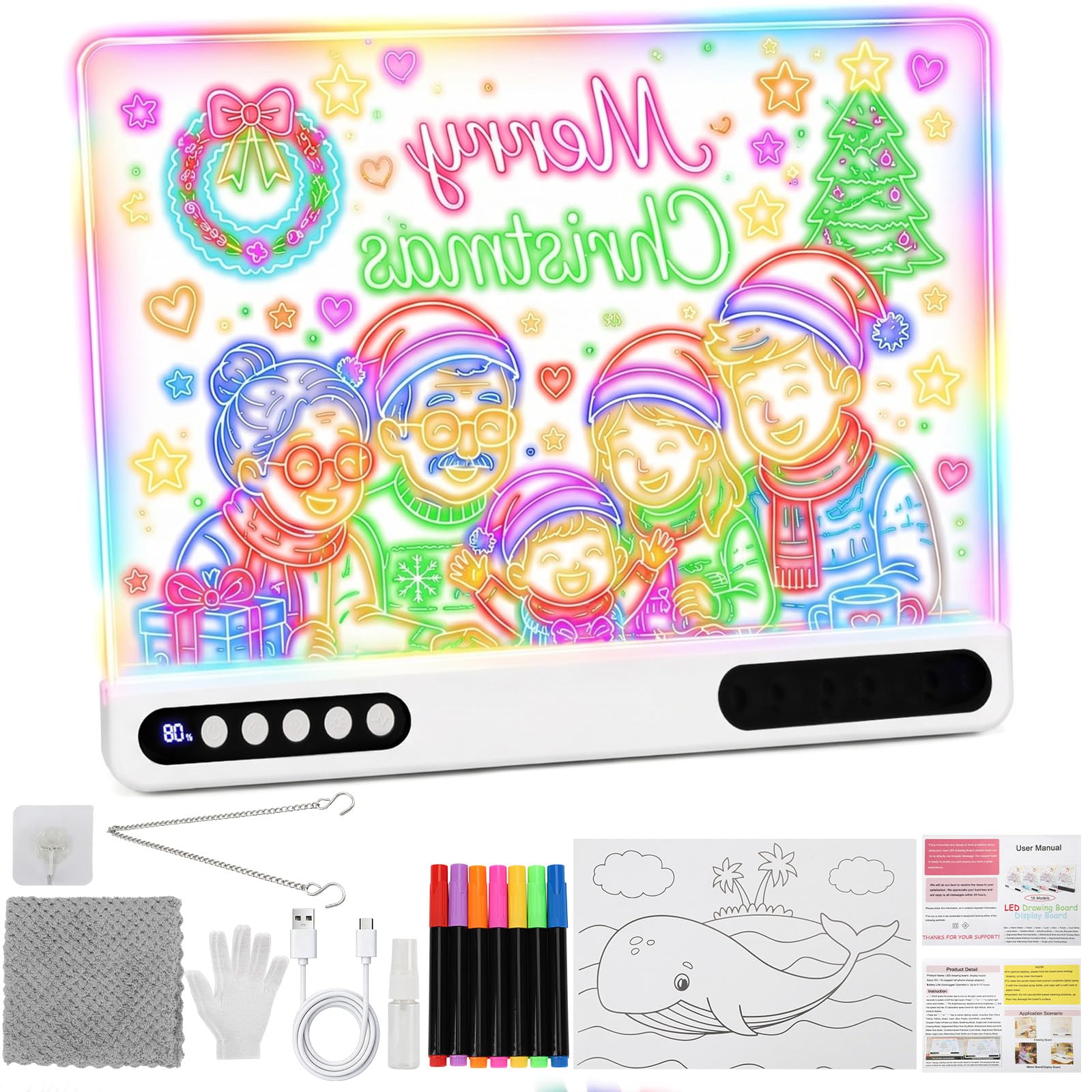 Lavagna Luminosa per Disegnare,LED Lavagnetta Cancellabile Bambinii 35x27cm