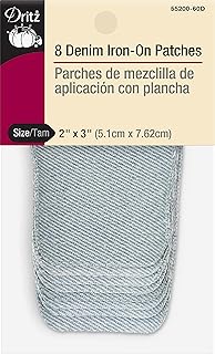 Dritz Denim, 2 x 3-Inch, 8 Count, Faded Blue Iron-On Patches