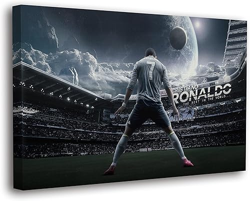 SpiritualHands Cristiano Ronaldo Soccer Superstar - Lienzo decorativo para pared, colorido Ronaldo Soccer para decoración del hogar, póster