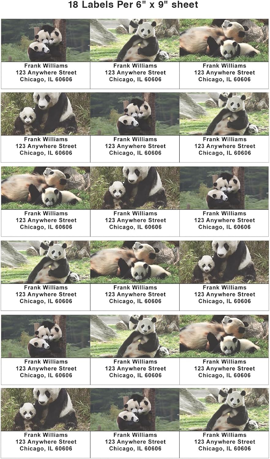 Panda Family Address Labels