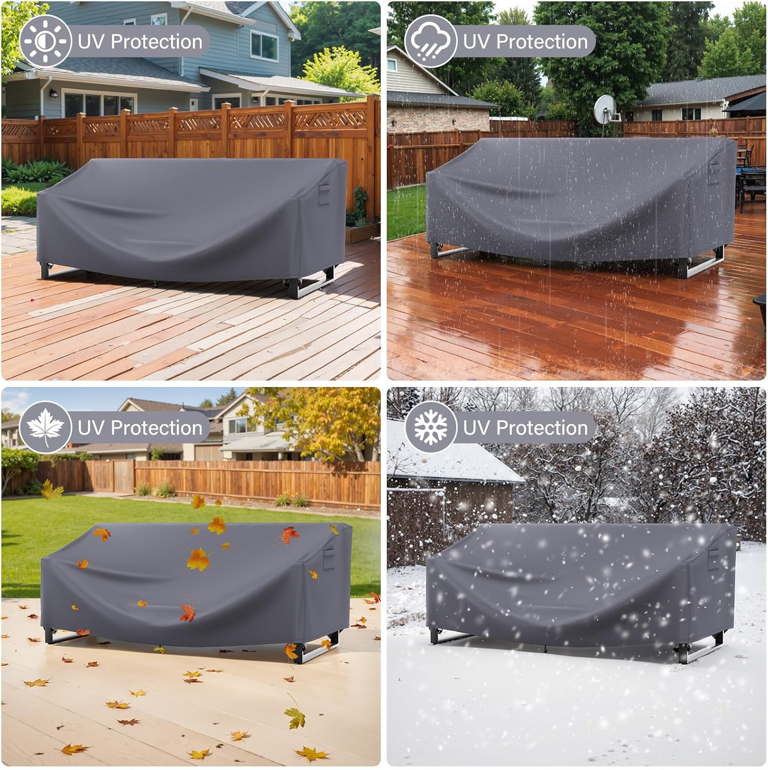 83" L x 34" W x 28" H Patio Furniture Covers - Heavy Duty 600D Outdoor Furniture Covers Waterproof for 3 Seat Sofa, Loveseat, Bench and 3 Peice Patio Furniture Set - Gray