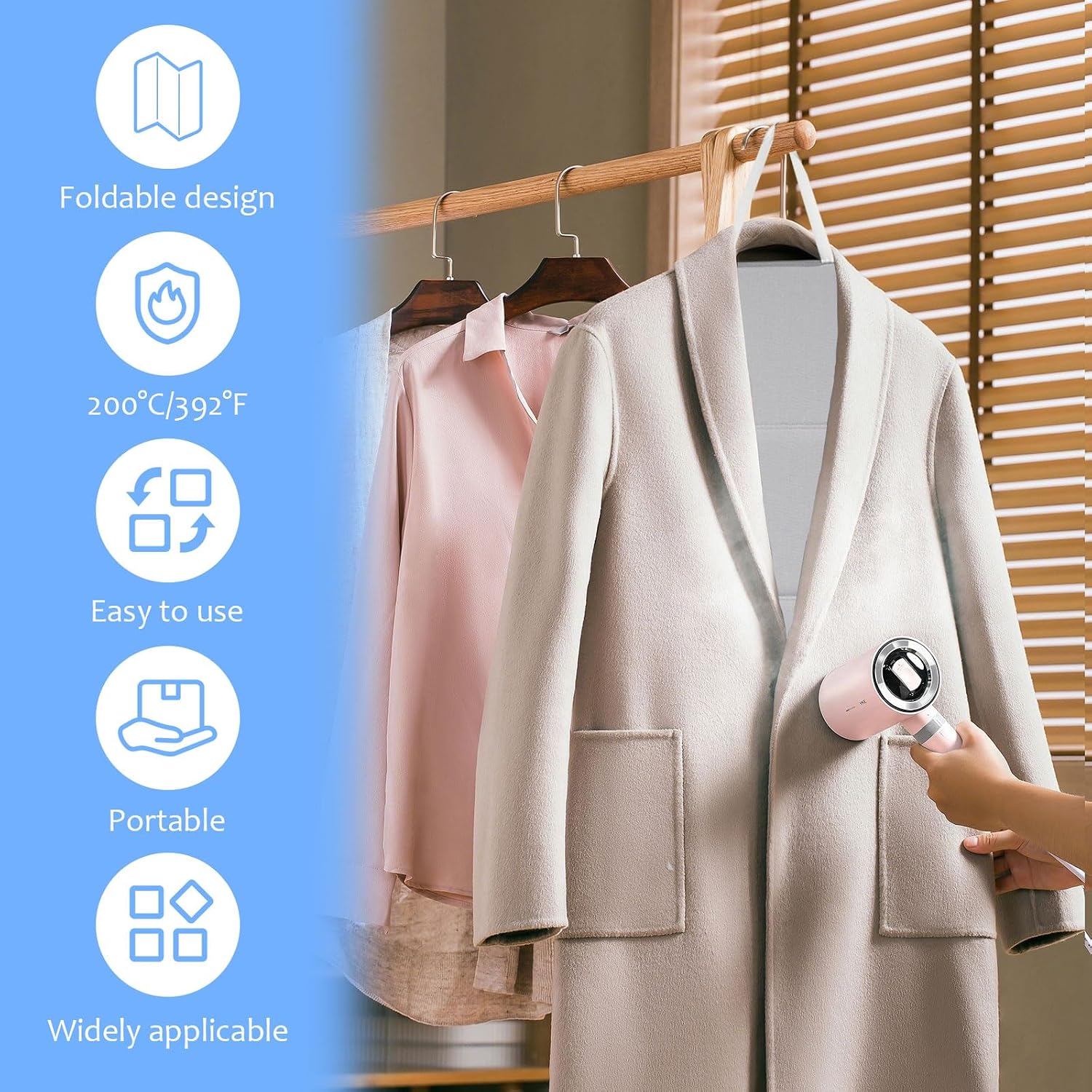 BestYiJo Foldable Steamer Board for Clothes with Heat-Resistant Glove & Handheld Ironing Pad, Hanging Ironing Board, Easier Steaming with Handheld Steamers, Can Also be Used Flat