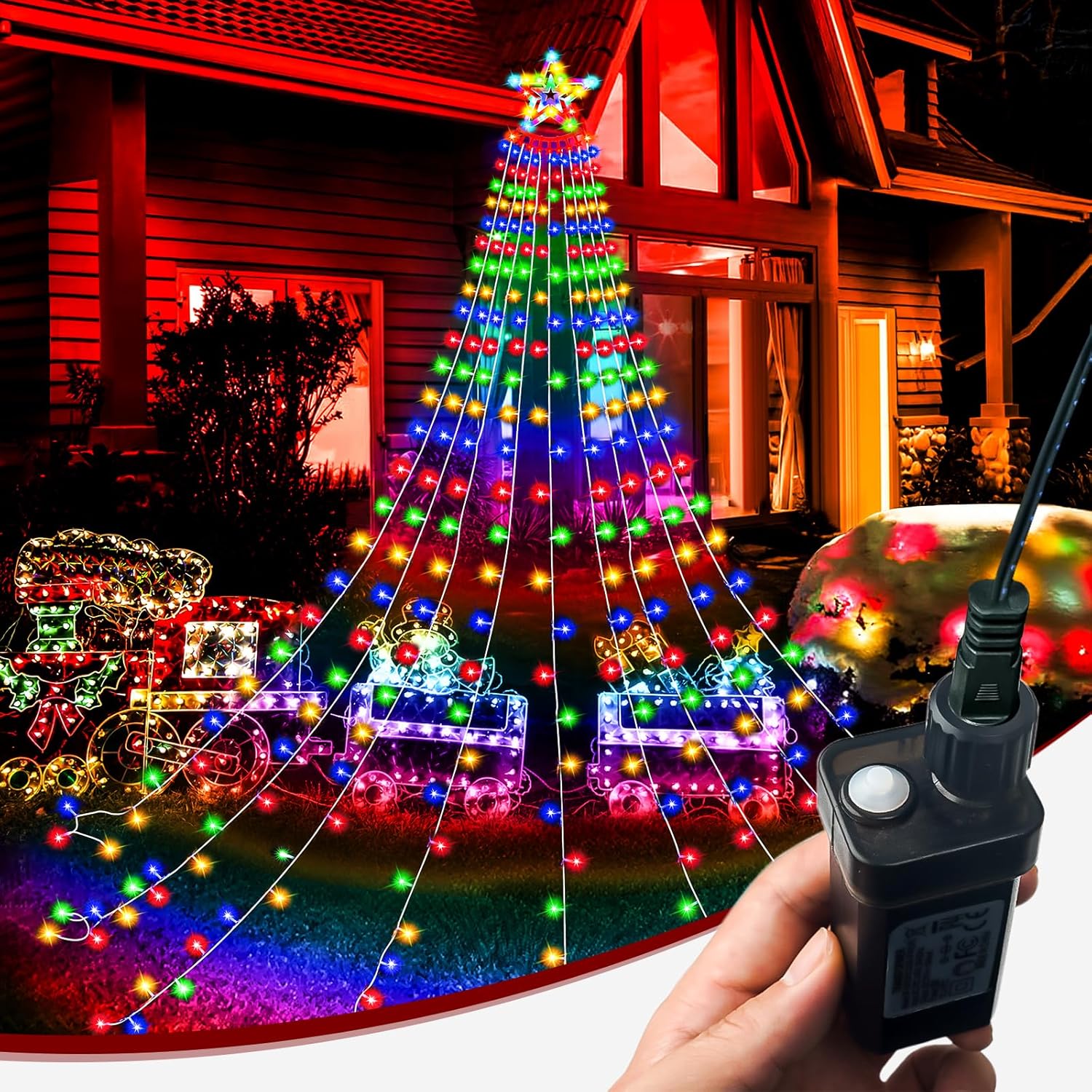 Christmas Lights Outdoor Decorations with Star 11.5ft x