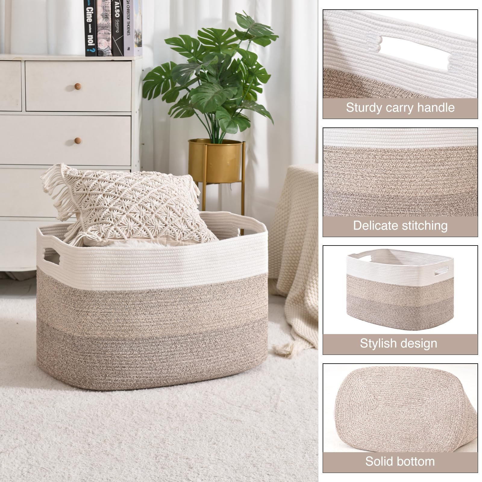 Extra Large Blanket Basket - Stylish Storage -5