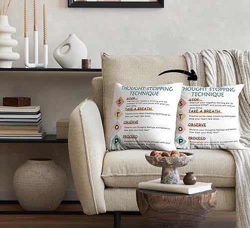 Miniatura 3 de Thought Stopping Techniques - Fundas de almohada decorativas de doble cara de 18 x 18 pulgadas, fundas de almohada de asesoramiento para habitación