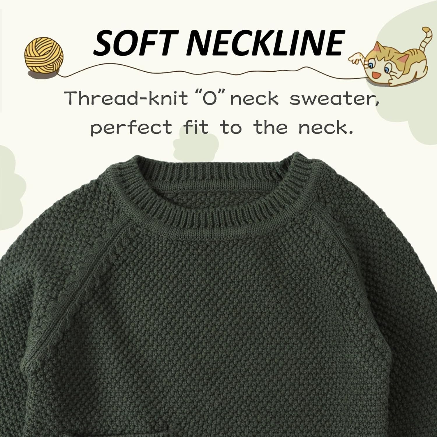 Peecabe Toddler Baby Girl Boy Cable Knit Sweater Cotton Infant Pullover Crewneck Long Sleeve Sweatshirt Fall Winter - Image 3