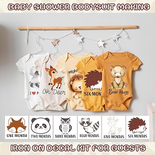 Miniatura 5 de Teling 36 Pcs Woodland Animal Iron on Decals Baby Shower Iron on Transfers Stickers Cute Panda Patches Lion Bear Pictures Baby Bodysuit Making Game