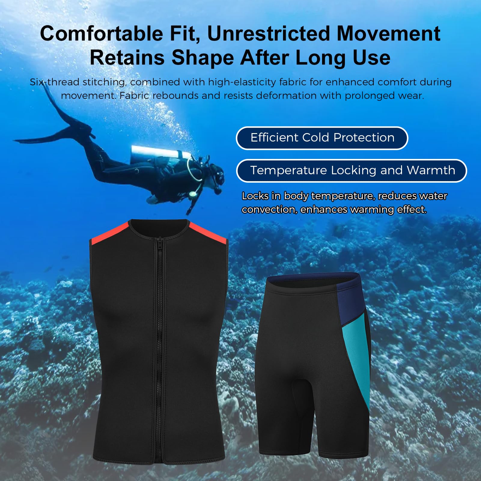 Traje de Neopreno Térmico de 3mm Sin Mangas para Hombres Mujeres, Trajes húmedos Corto para Surf natación y esnórquel
