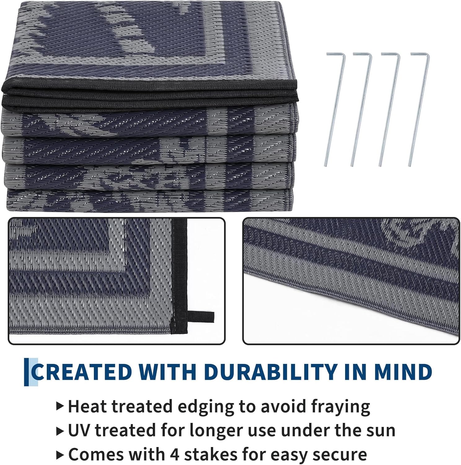 Garvee Outdoor Rug 8x10 Waterproof for Patios, Reversible Plastic Straw Rug, Tropical Leaf Indoor Outdoor Rugs, Large Area Rug for RV, Camping, Deck, Picnic Mat, Outside Carpet