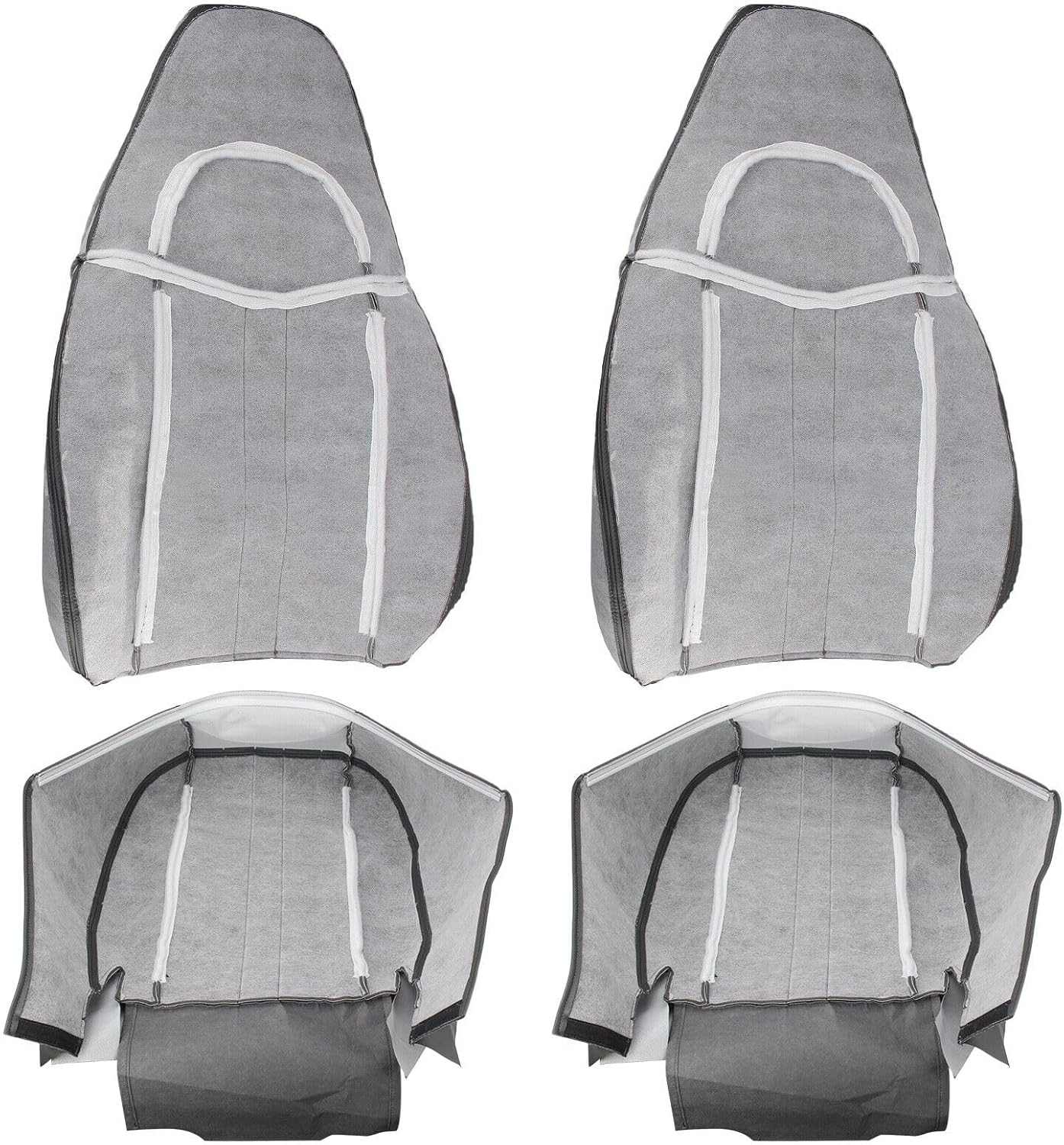 4Pcs Dark Gray Leather Seat Cover Compatible with Chevy Express GMC Savana Van 2003-2014 Front Driver and Passenger Side