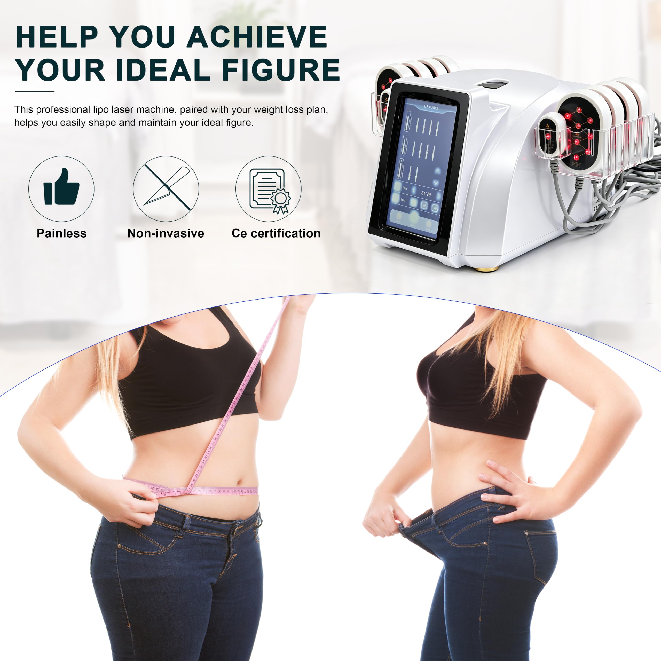 Elitzia 5MW Lipo Laser Brucia Grasso 10 Pannelli Macchina per il Contorno del Corpo Laser Lipo Dimagrante Non Invasiva Dispositivo LipoLaser per Riduzione del Grasso per Addome e Gambe Professionale