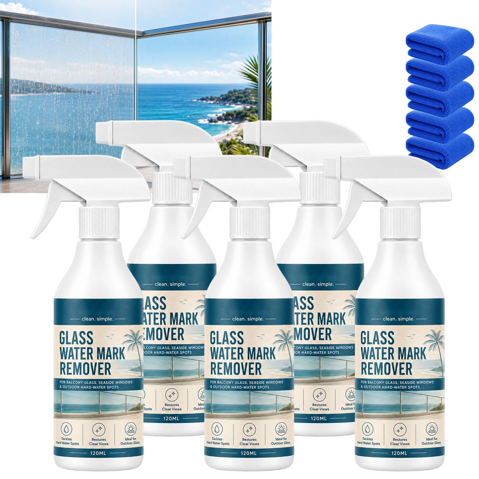 Detergente vetri spray anticalcare per box doccia e finestre di casa (5Pcs)