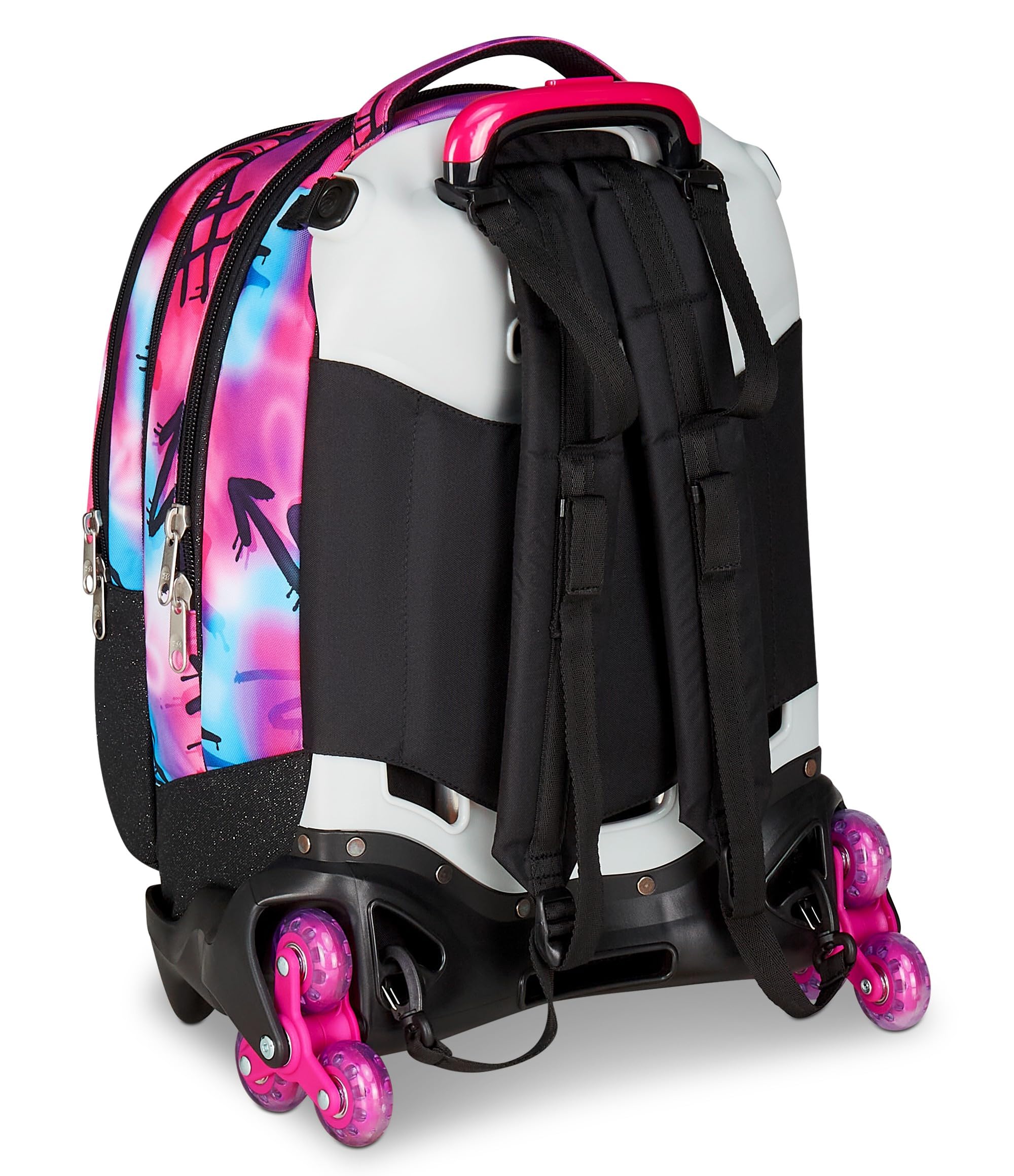 Seven Trolley Scuola Jack 3 Ruote Detach, Fucsia Azzurro, Zaino Con Carrello Sganciabile Da 37 Litri, Tasca Borraccia, Zainetto Staccabile, Multiuso e Spazioso, Per Elementari e Media, Bambina