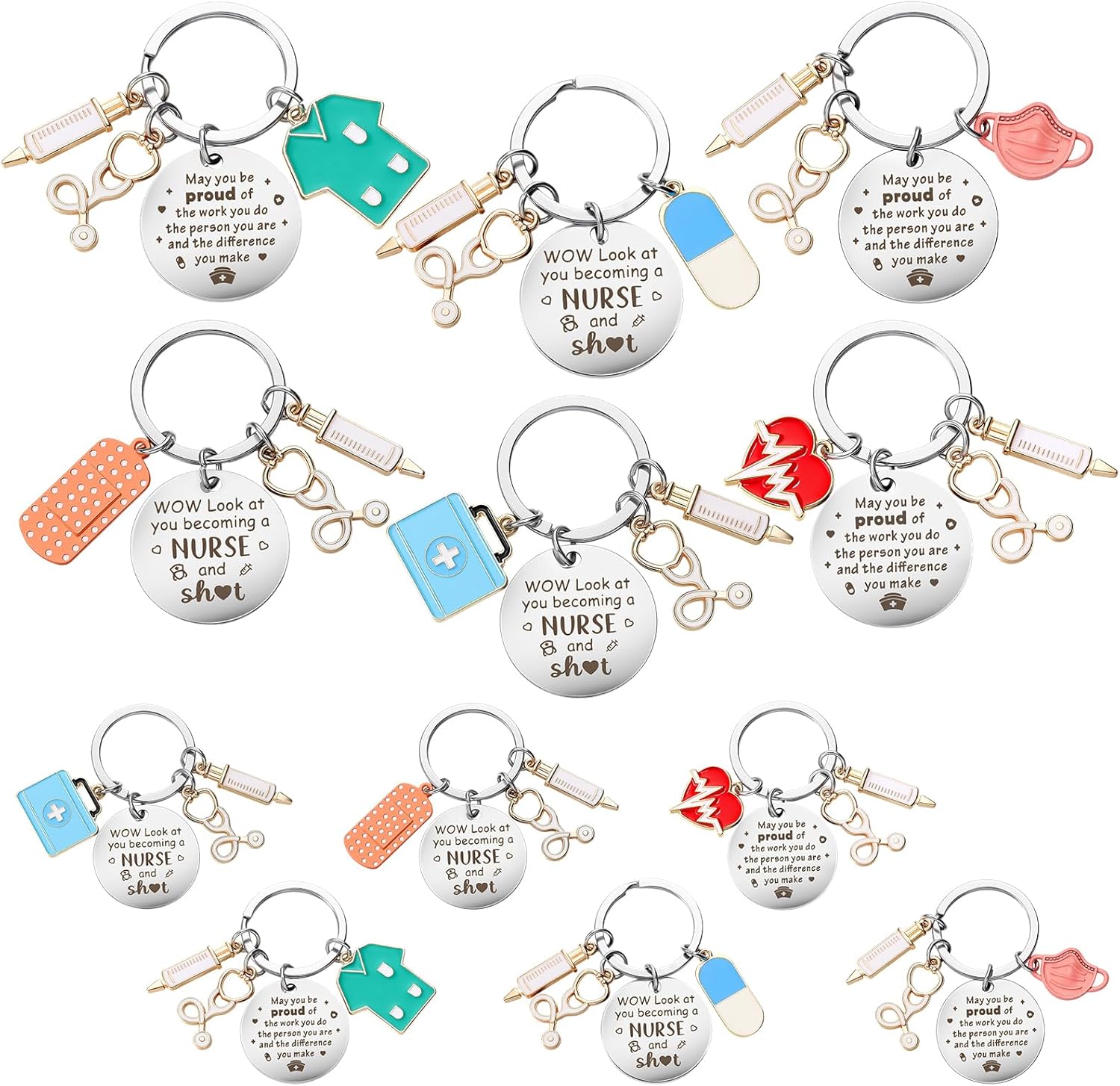 Kenning Christmas Nurse Keychain Gift for Women Practitioner Appreciation Keyring Gift Nurse Week Graduation Party Favor
