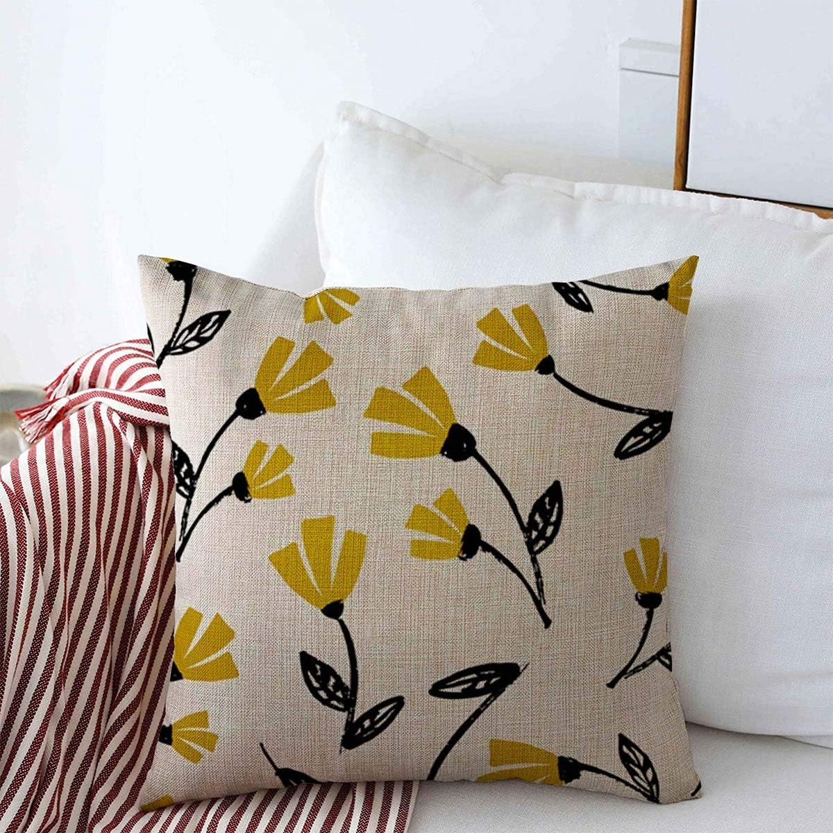 yellow floral throw pillows