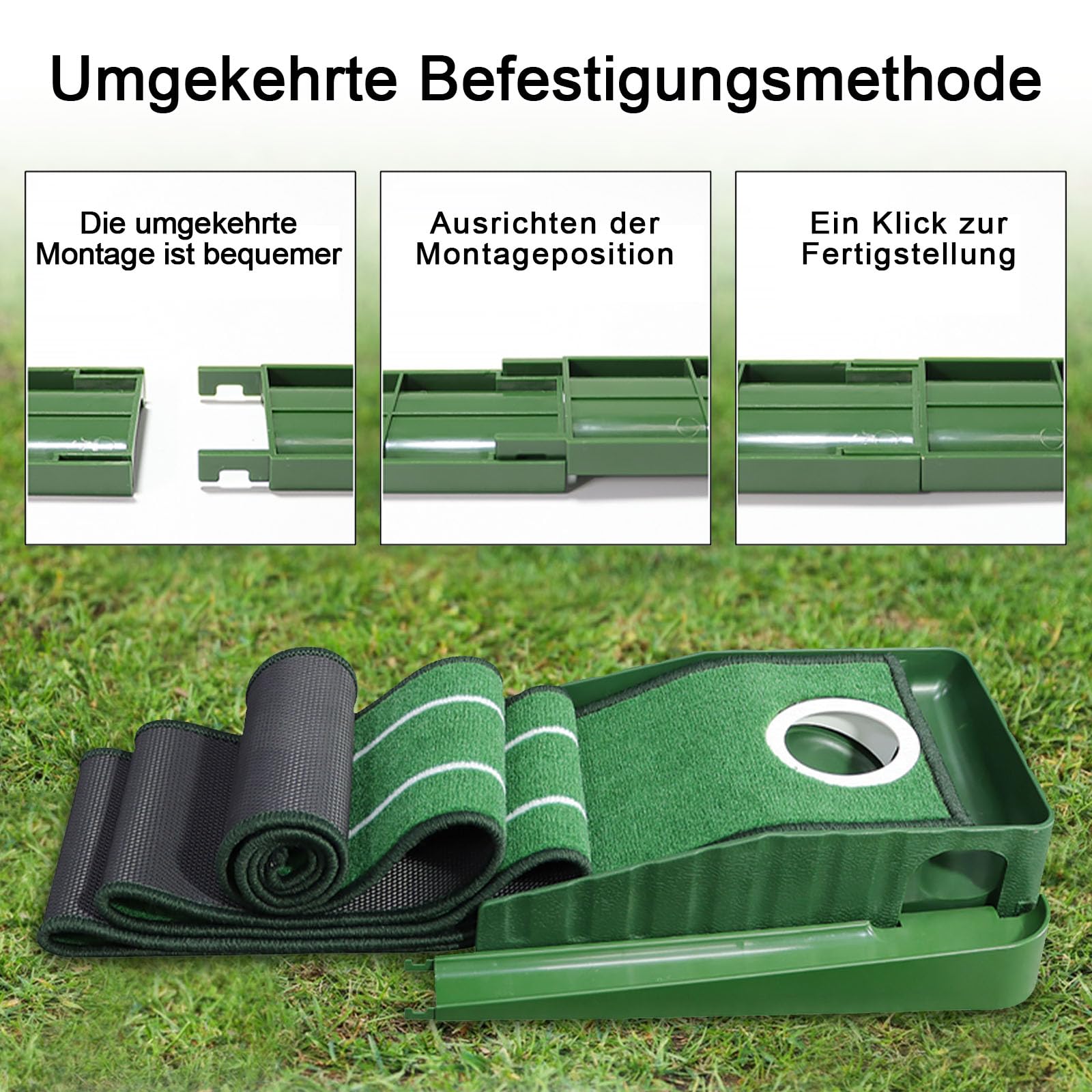 Golf Putting Matte - Indoor Grün Mit Auto Return Und 3 Golfbällen, Kunstrasen Übungsmatte Für Zuhause, Büro Und Gym