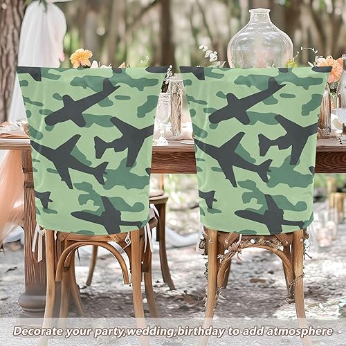 Miniatura 6 de Green Planes - Juego de fundas decorativas para sillas de comedor para el hogar, comedor, fundas elásticas lavables para sillas de comedor, juego de