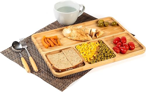 Miniatura 7 de BAMBOO LAND - Placa de control de porciones de bambú, paquete de 2, 3 secciones, placa de control de porciones para pérdida de peso, placas de