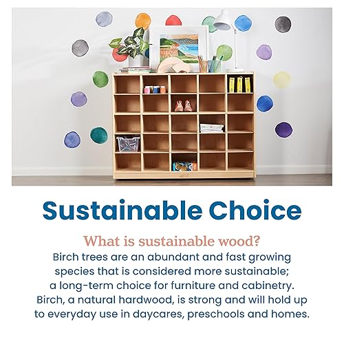 Miniatura 5 de ECR4Kids Gabinete de abedul para bandejas de almacenamiento para el aula recipientes de colores