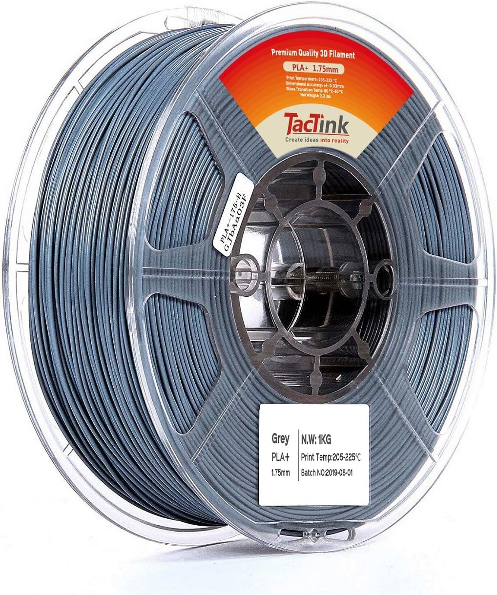 Tactink 1.75mm Grey PLA PRO (PLA+) 3D Printer Filament 1KG Spool (2.2lbs), Dimensional Accuracy +/- 0.03 mm, Gray