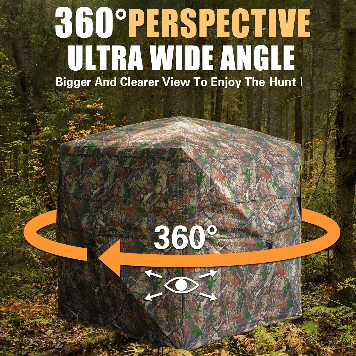 Beviliu Hunting Blind 270/360 Degree See Through Ground Blind with Carrying Bag, 2-4 Person Pop Up Camouflage Tent Portable Concealed Shelter - Image 4