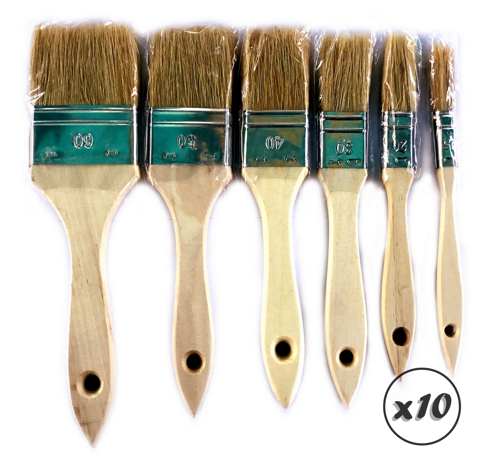 Zestaw 6 pędzli do lakieru jedwabnego | Zestaw 10 zestawów | Szerokość 15-20-30-40-50-60 mm | Multi Grip | Farba olejna akrylowa farba do farb do lazury z żywicy | Kibros LOT_322_6x10