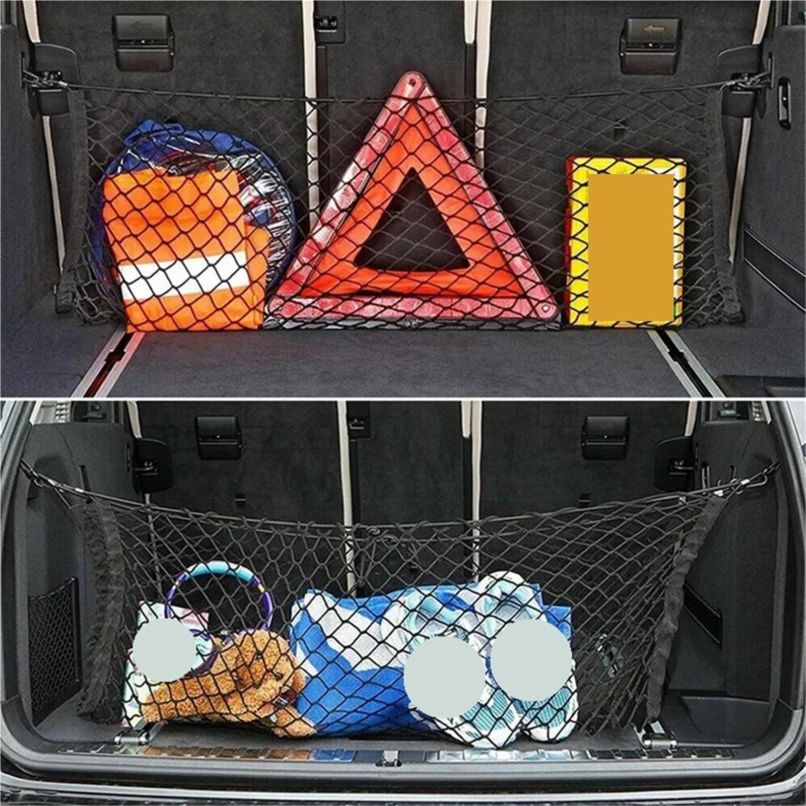 2 Pezzi di Rete for Bagagliaio Posteriore for Auto, in Nylon Elastico, for riporre Il carico, portabagagli a Doppio Strato, Accessori universali for per Auto Camper | 110 x 40cm
