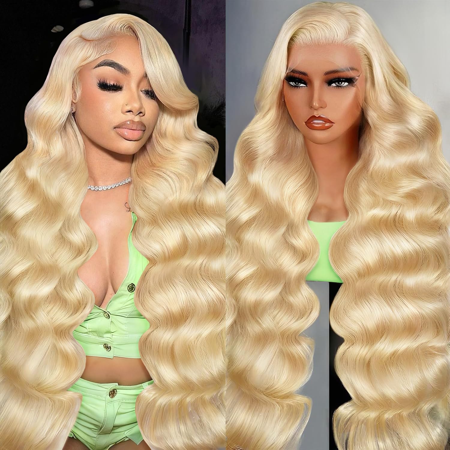 24 Inch 613 13x6 Lace Front Wig Human Hair 200 Density Blonde Body Wave Lace Front Wigs Human Hair Pre Plucked 613 HD Transparent Lace Frontal Wigs Blonde Wigs for Women
