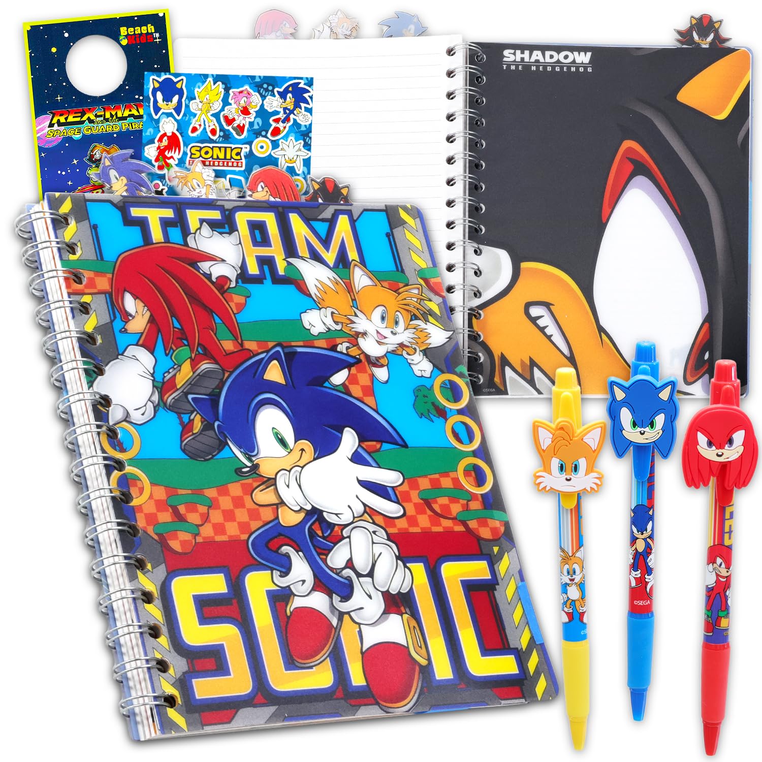 Sonic The Hedgehog Stationery Journal Set for Kids - Bundle with Sonic Spiral Notebook, Pens, Stickers, More Journal Notebook Stationery Set