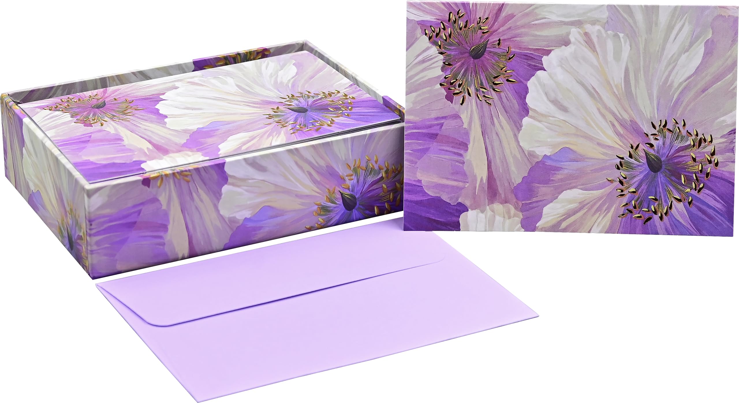 Poppies in Bloom Note Cards (14 cards, 15 self-sealing envelopes), Red, Pink - Image 3