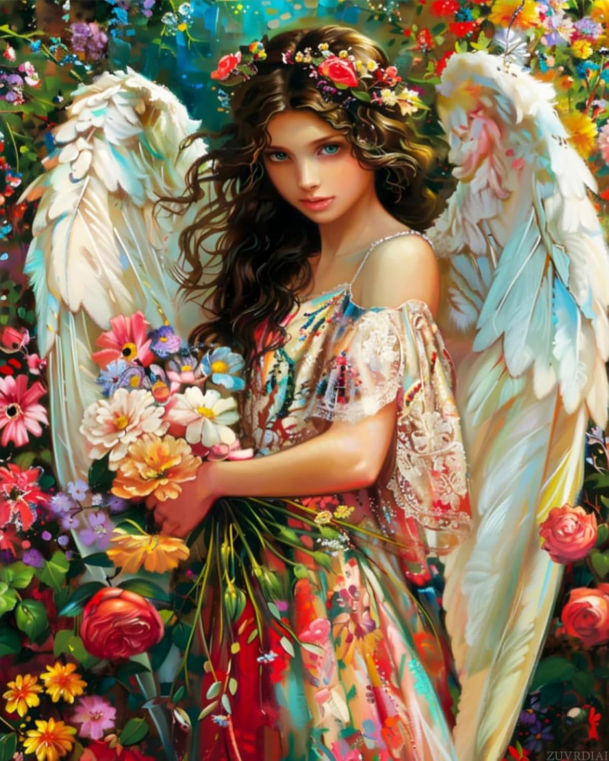 ZUVRDIAI Angel Paint by Numbers Kit for Adults Beginner Beautiful Color Wings Angel Digital Oil Painting Canvas Religion Painting by Number Set for Gifts Wall Decor 16x20 Inch, Unframed